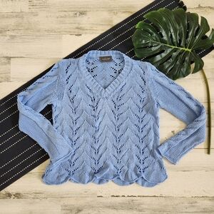 Wooden Ships Camilla V Neck Beach Sky Blue Sweater Size S/M